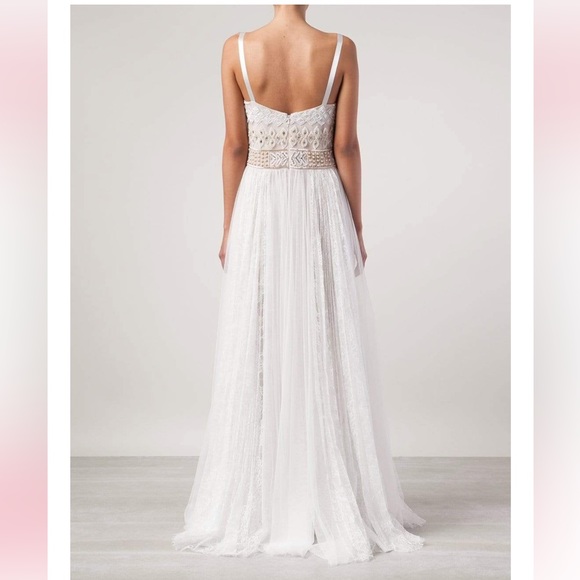 Marchesa NWT gown ivory cream white lace beaded dress - Picture 3 of 16